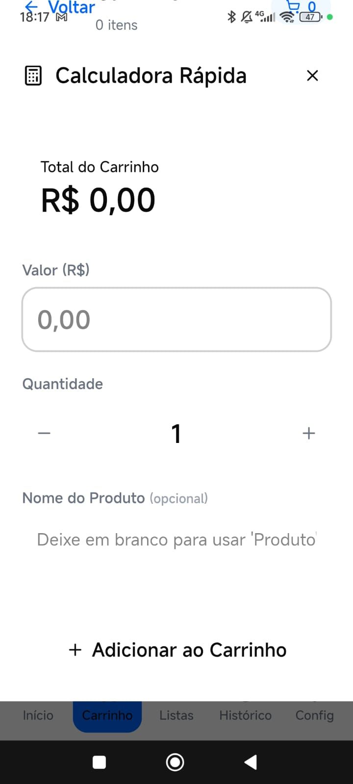 Protótipo inicial — calculadora rápida