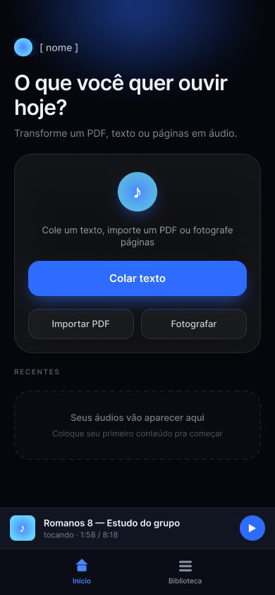 Home — o que você quer ouvir hoje?